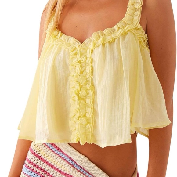 Tops - Brand New Womens Mesh Tank Top Low Square Neck Sleeveless Crop Ruffle Ruched